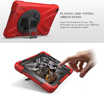 Case for Amazon Kindle Fire HD 8 (8th Gen/7th Gen, 2018/2017), Protective Rugged Kids Case with Hand Strap, 306 Rotating Kickstand, Protective Case for Amazon Fire HD 8 (8th Gen/7th Gen, 2018/2017)