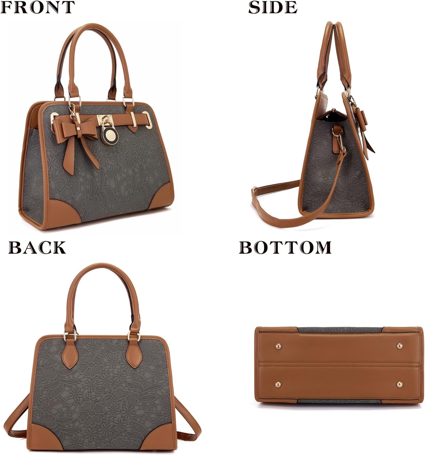 Qiyuer Medium Handbags For Women Vegan Leather Purses Set Satchel Tote Bags With Matching Wallet 2pcs