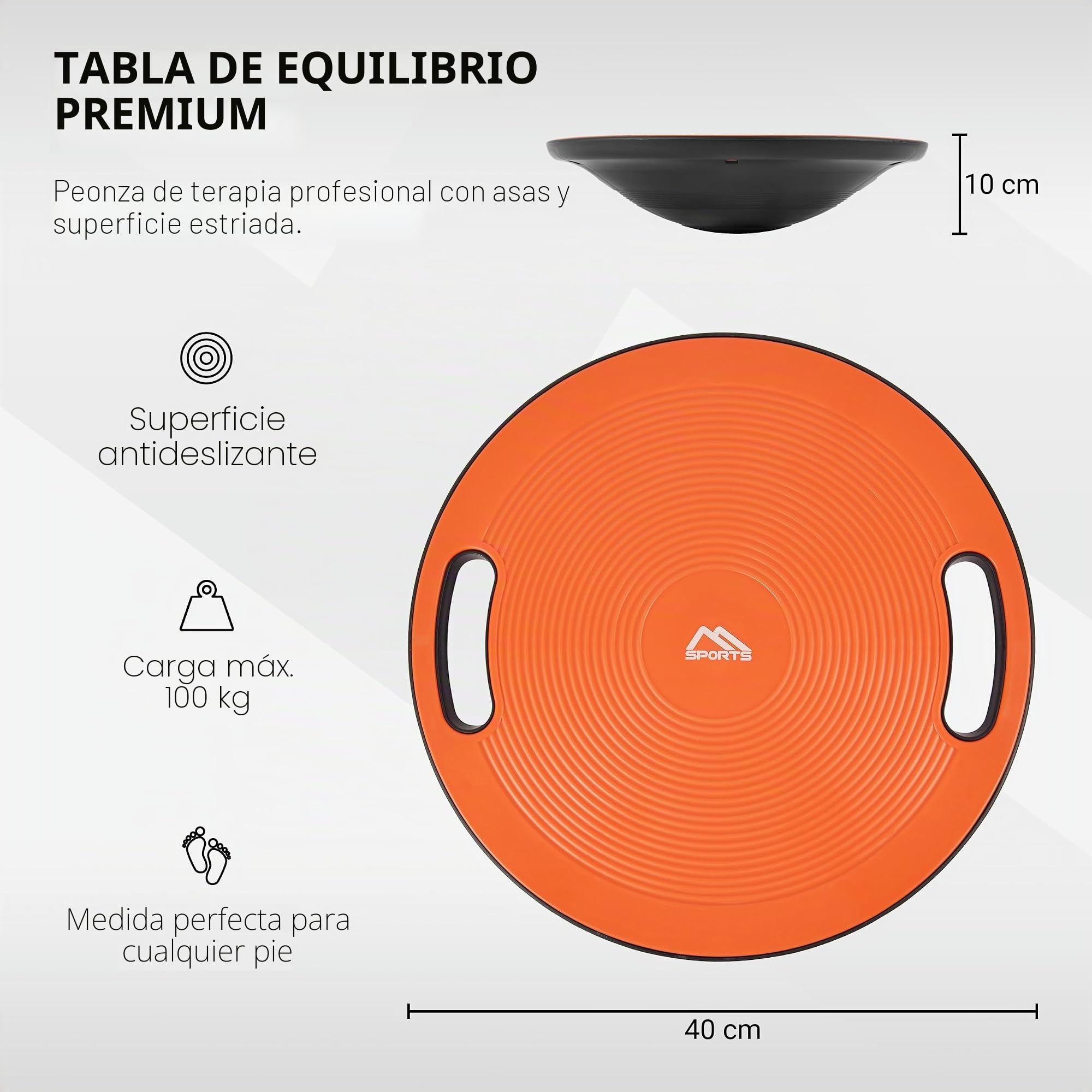 Tabla de equilibrio Premium de 40 cm de diámetro con póster de ejercicios y aplicación de ejercicios GRATIS - Tabla de equilibrio de fisioterapia, Equilibrio