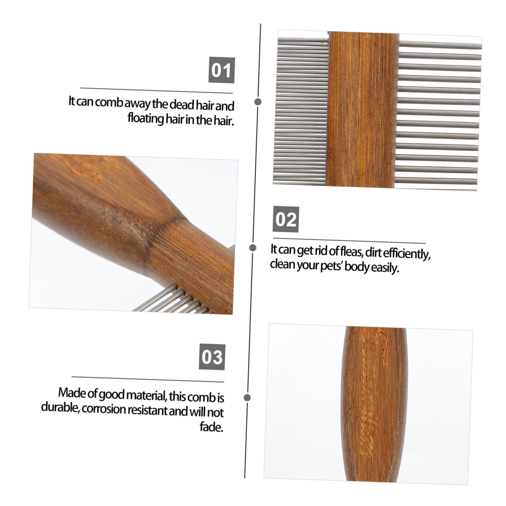 Kisangel 3piezas Cepillo Para Perros y Gatos Mango De Herramienta De Deshedding Efectiva Peine Para Eliminar Pelo Suelto y Enredos Para Cuidado y Limpieza De Mascotas