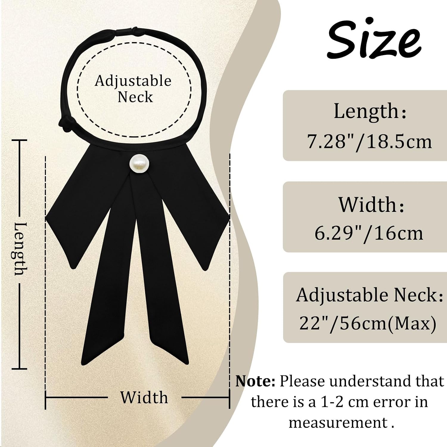 Bow Tie for Women, Adjustable Pre-tied Womens Bow Ties with Artificial Pearls Accessory for Casual, Party, Wedding