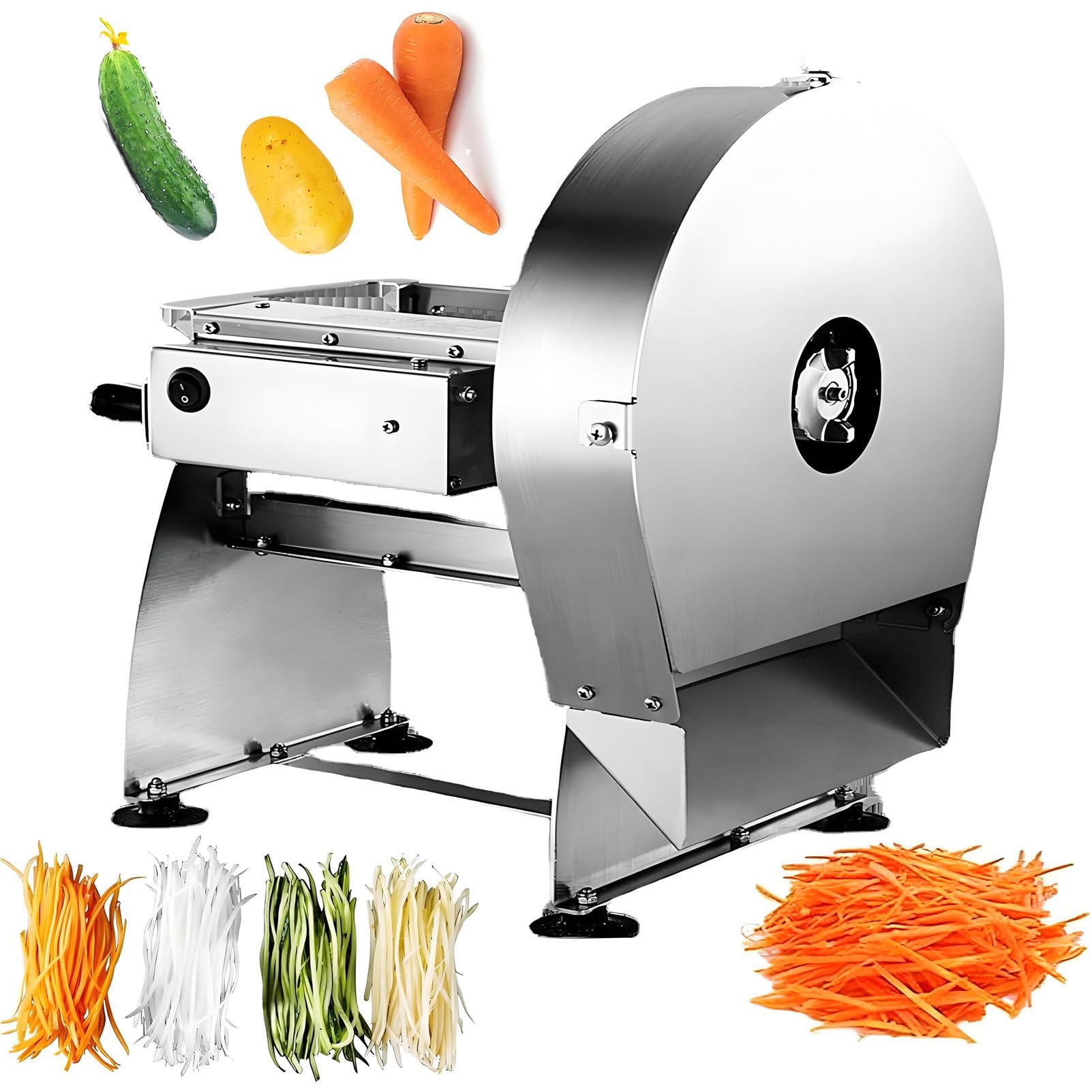 Cortador y triturador de Alimentos de Acero Inoxidable Ajustable de 0 a 10 mm de Grosor, Cortador Comercial de Frutas y Verduras de Doble Hoja, para repollo,Tomate, Patata y limón. 2MM*2MM