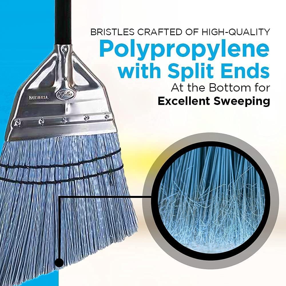 Fuller Brush Angle Broom – Heavy Duty Broom with Split End Bristles, Steel Handle, Indoor/Outdoor Floor Sweeper for Home, Garage, Patio