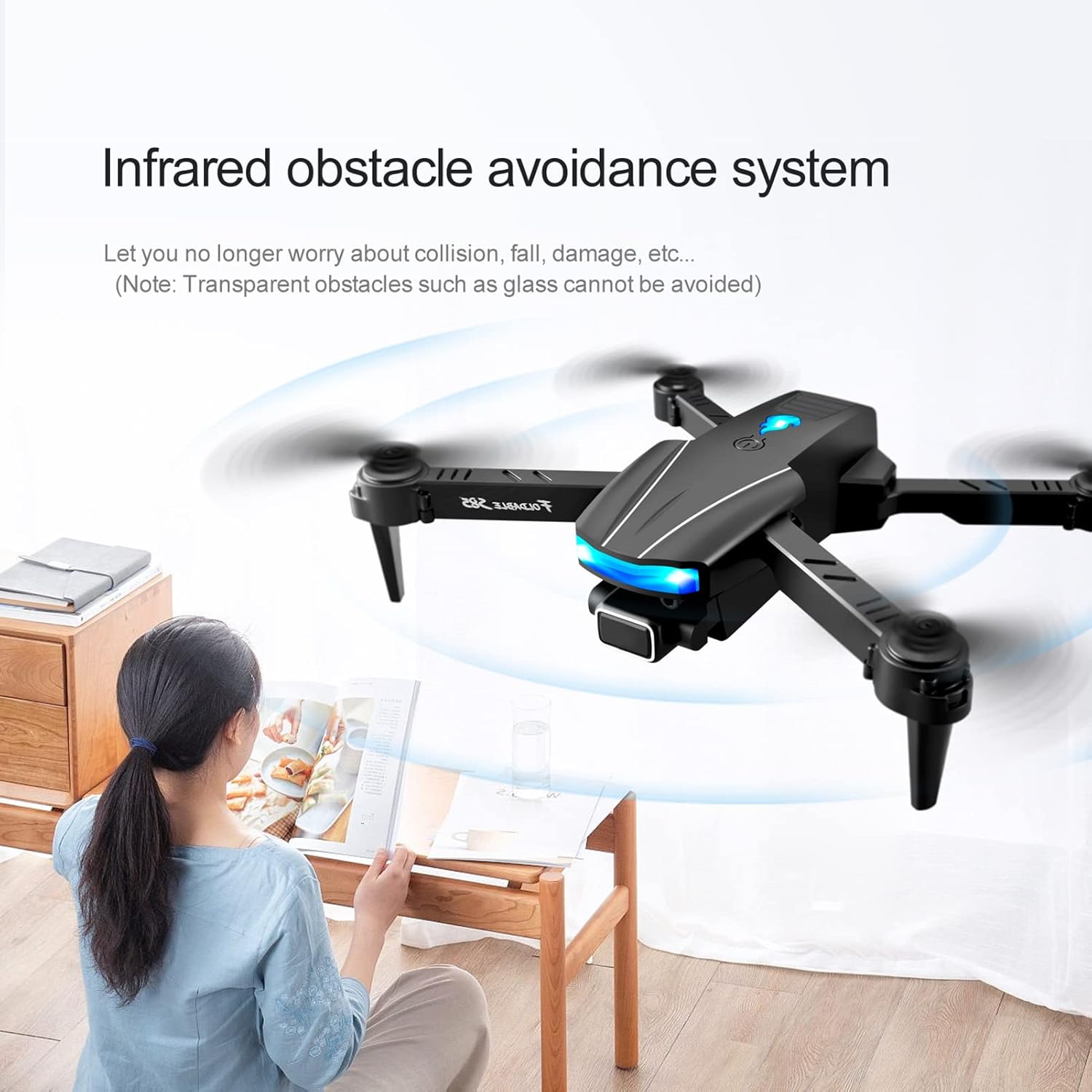 GoolRC S85 RC Drone, Foldable Mini Drone for and Beginners, RC Quadcopter with Obstacle Avoidance, Headless Mode, One KeyTake Off/Landing, Storage Bag and 2 Batteries