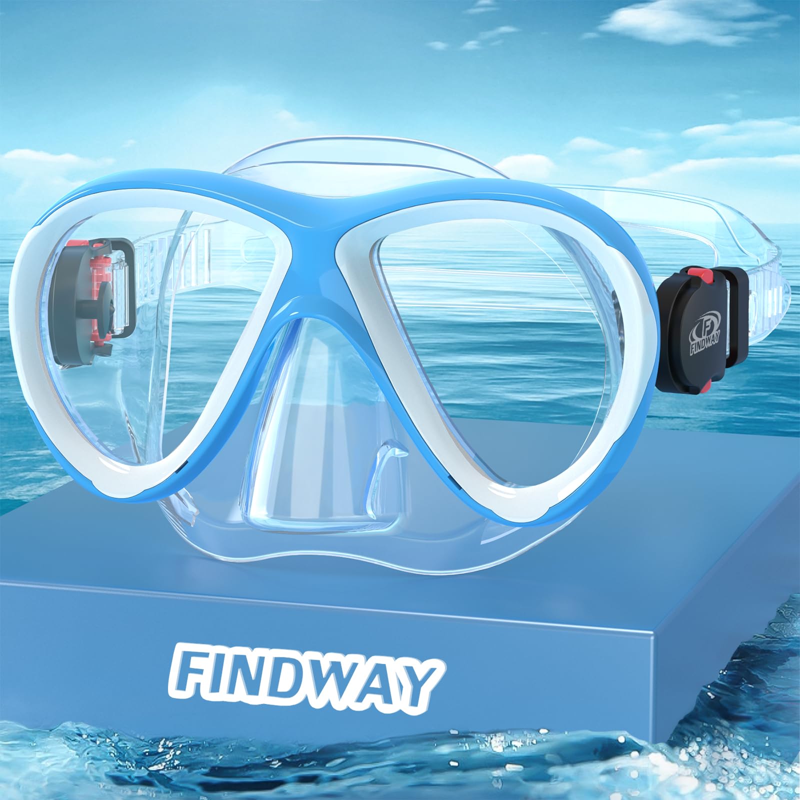 Findway Gafas Buceo Niño, Mascara Buceo Niños para 4,5,6,7,8,9,10,11,12 Años, Anti-Fugas Mascara Snorkel, Vidrio Templado Gafas de Natación Niños con Tapa de Nariz