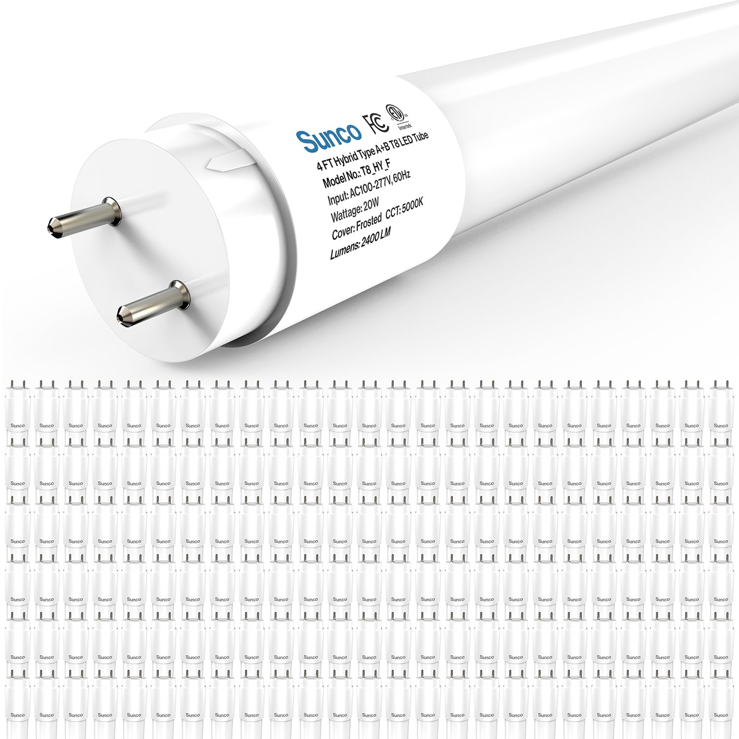 Sunco 150 Pack T8 LED Bulbs 4 Foot 48 Inch Tube Light Bulbs Fluorescent Replacement Single or Double