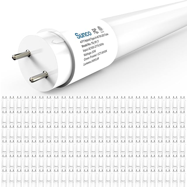 Sunco 150 Pack T8 LED Bulbs 4 Foot 48 Inch Tube Light Bulbs Fluorescent Replacement Single or Double