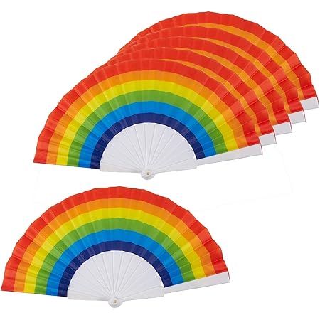 Amazon.com: Folding Fans for Gay Pride Parades, Rainbow (9 In, 6 Pack