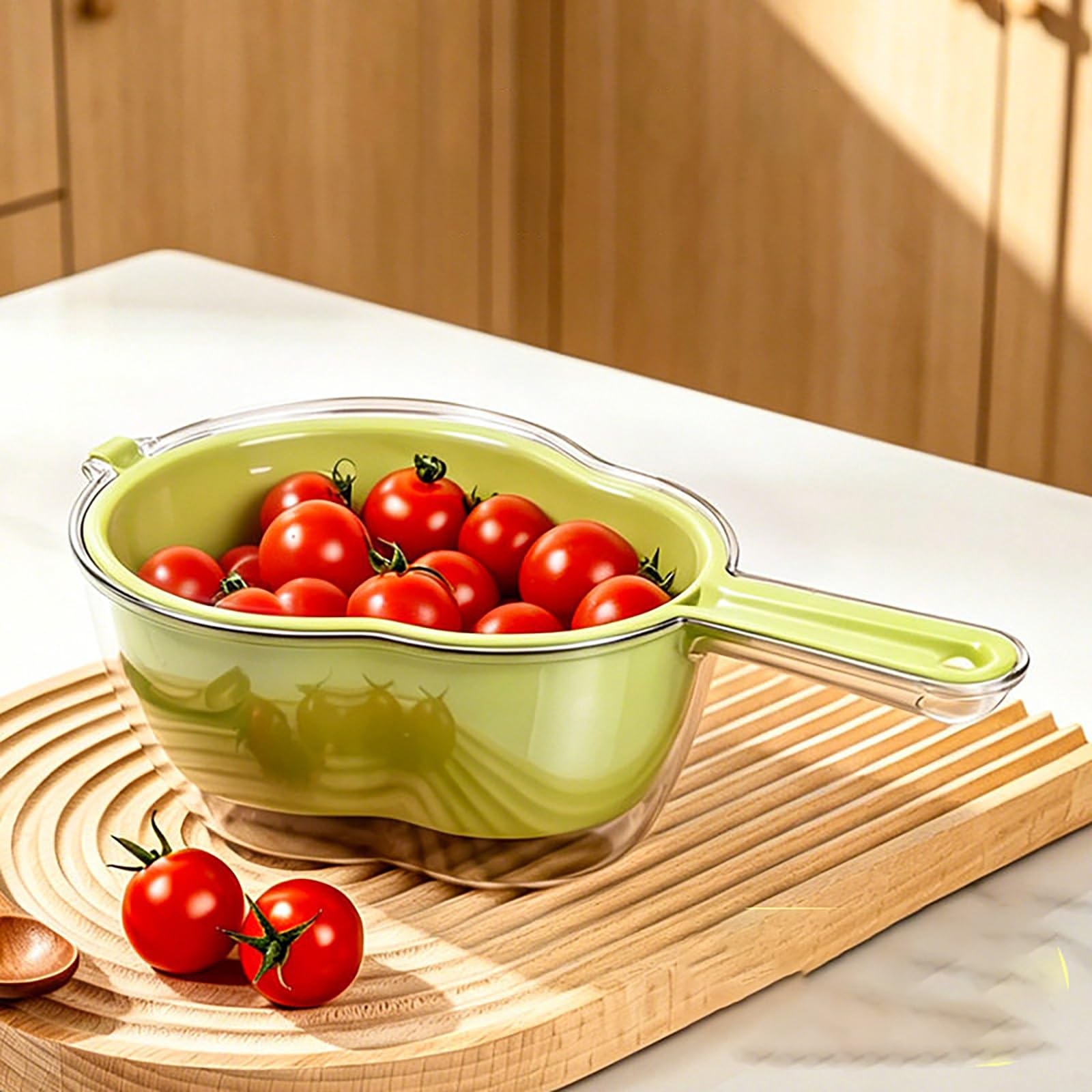 YYLMKMFC-AE 2 Tier Fruit Basket For Kitchen Counter, Stackable PP Plastic Bowl And Vegetable Storage , Detachable Countertop Produce Organizer(Green)