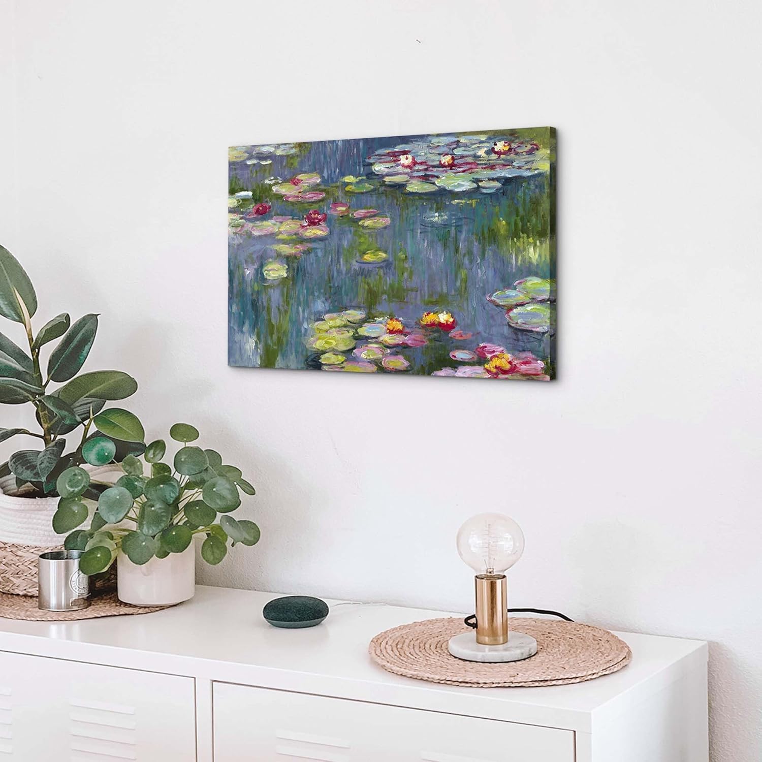 the stream design Water Lilies Canvas Wall Art: Claude Monet Famous Painting Print Flower Lake Picture Reproduction Giclee Artwork for Bedroom Living Room Home