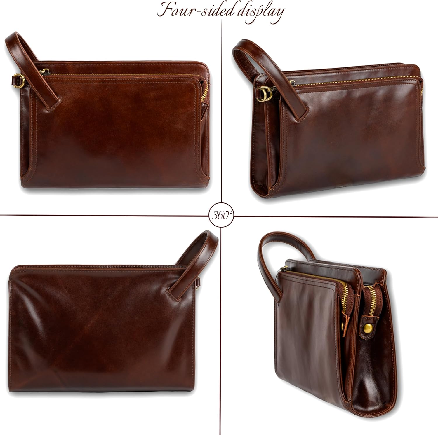 Leather Clutch for Men - Wrist Bag - Men's wallets - Wrist Bag - 10.3x6.8INCH - Includes dustproof gift bag - Image 4