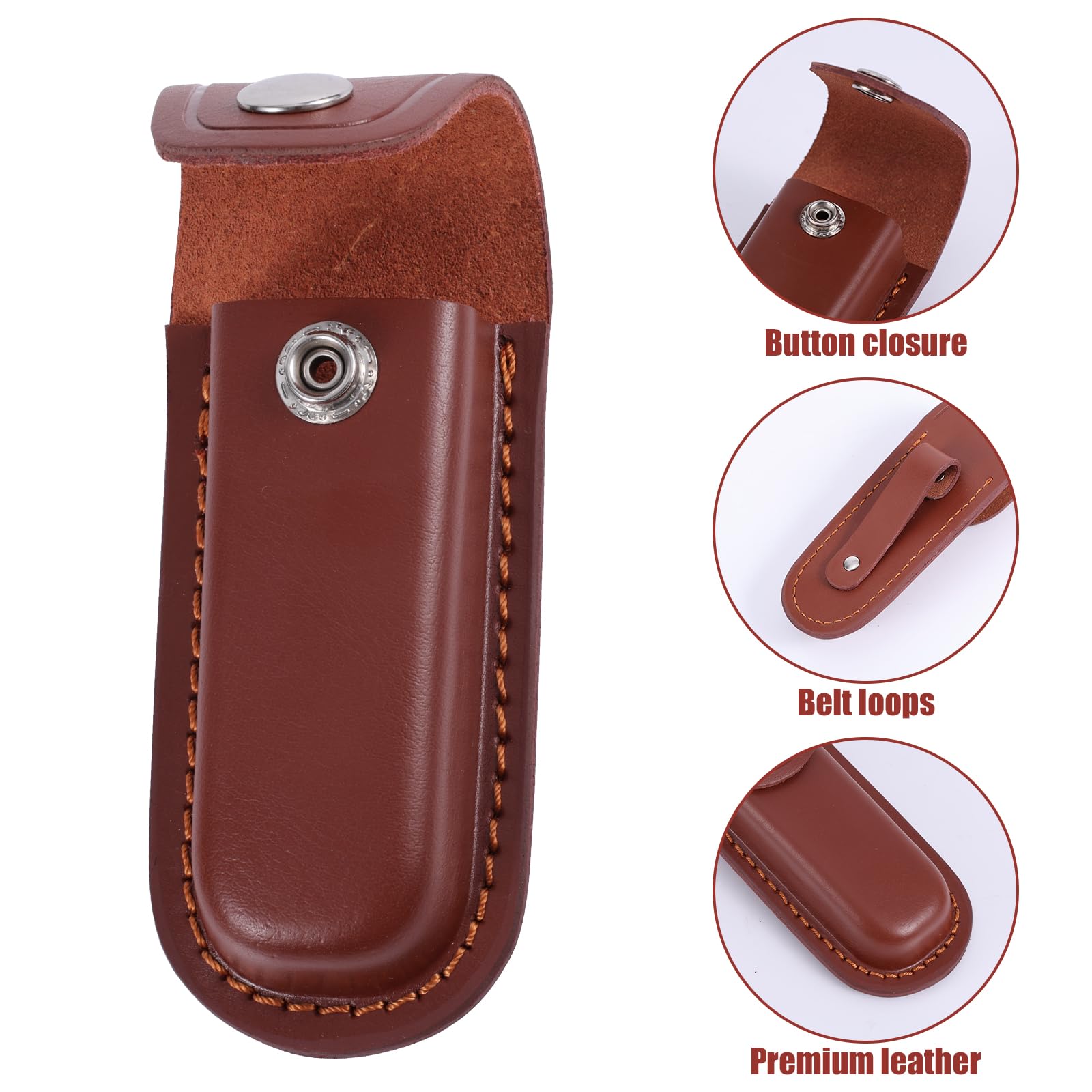 Marrone Scuro  RIYAO Fodero Per Coltello Pieghevole In Vera Pelle Borsa Per Attrezzi Da Cintura Custodia Per~p133033908 - Foto 9