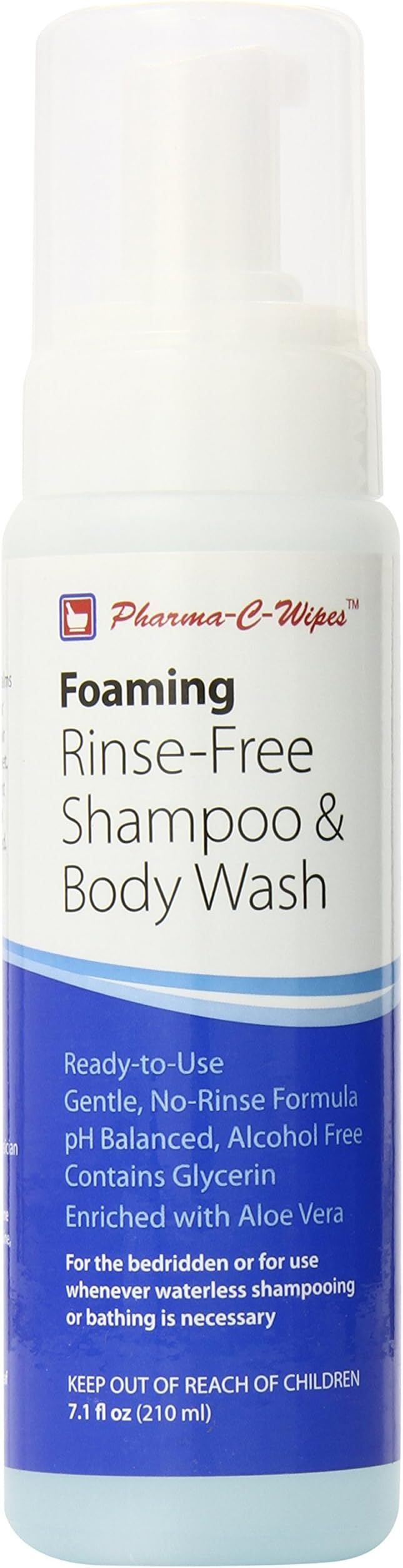 Pharma C Wipe Foaming No-Rinse Shampoo and Body Wash, Mild, 7.1 Fluid Ounce (Pack of 6)