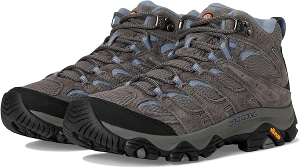 Close-up of the Merrell Moab 3 Mid boot's sole and upper stitching.