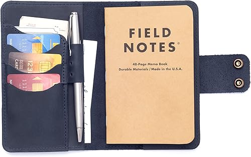 Miniatura 9 de Personalized Authentic Refillable Leather Cover Compatible with Moleskine Cahier, Field Notes, 3.5" x 5.5" Notepad, Deep Water