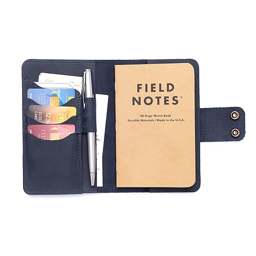 Miniatura 9 de Personalized Authentic Refillable Leather Cover Compatible with Moleskine Cahier, Field Notes, 3.5" x 5.5" Notepad, Deep Water