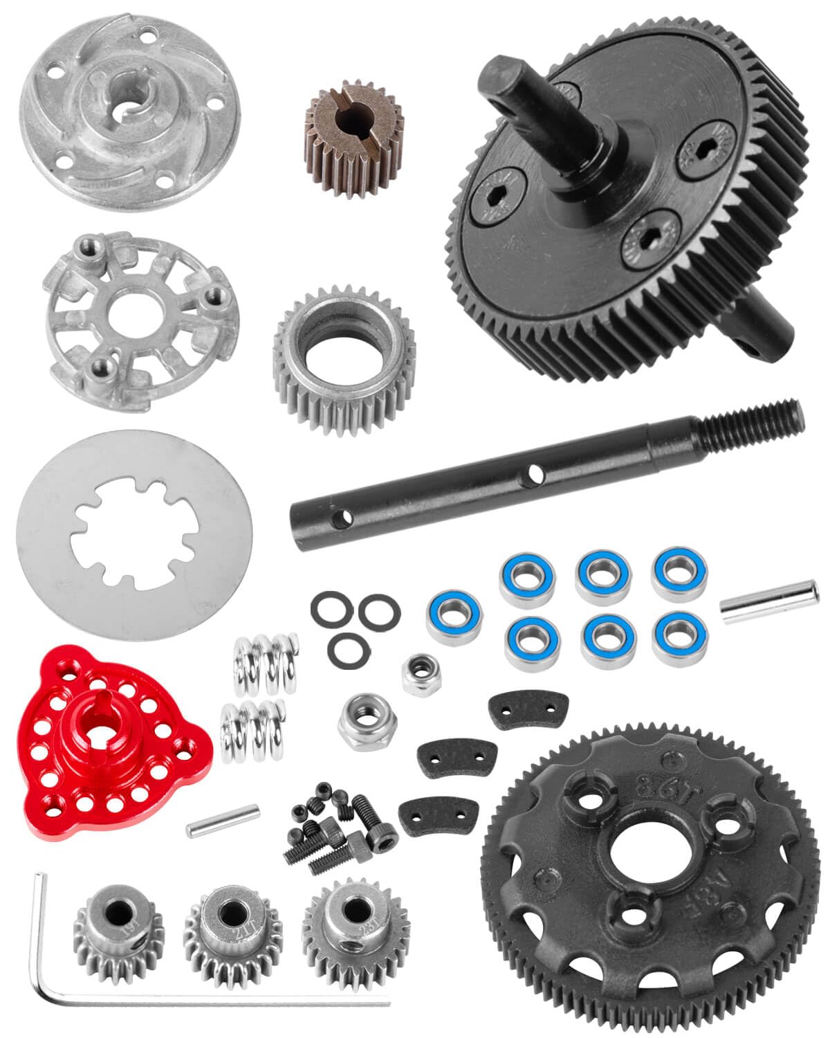 hopsupRC 48P 86T Spur Gear&Slipper Clutch&Transmission Gear&Slipper Rebuild Kit&Pressure Plate Upgrades Part for 1/10 Slash 2WD(VXL),Rustler/Stampede/
