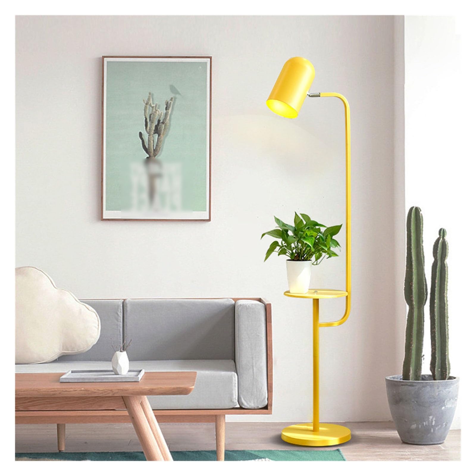 LJHFG63KUYT Standing Lamps Floor Lamp with Table/Tray, Modern Bedside Nightstand End Table, Great Reading for Bedroom, Living Room or Office Decorate(Yellow)