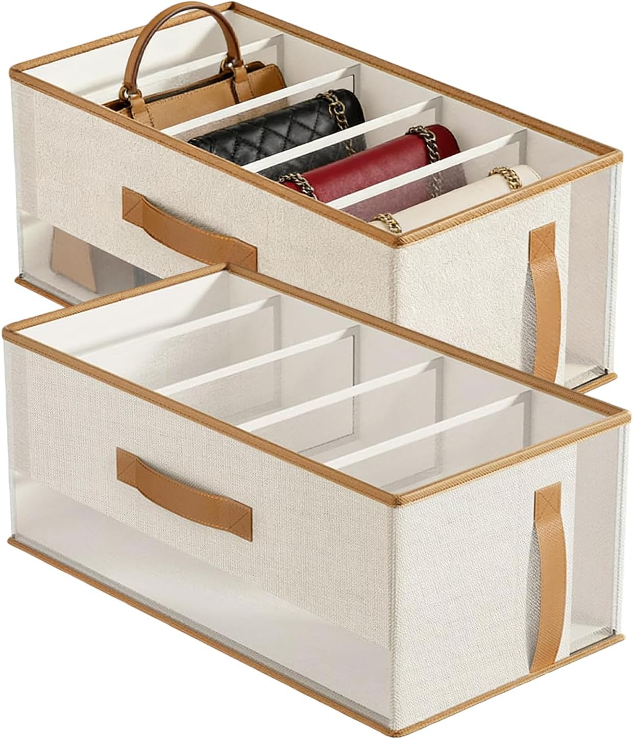 Handbag Organizer - Wardrobe Holder with Dividers Dividers | Closet Organizer Bins for Wardrobe, Totes, Jeans, Sweater Pants, T-Shirts, Clothes or Scarves Bras, 18.7x9.45x7.87in