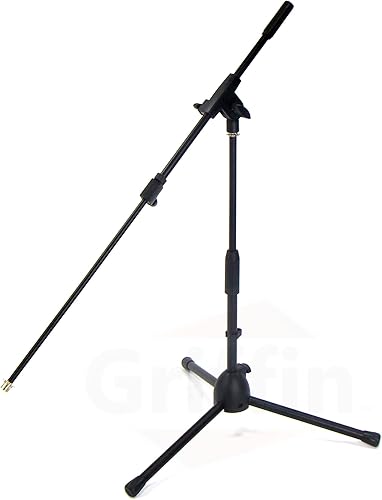 Miniatura 7 de GRIFFIN Soportes cortos para micrófono (serie Low Profile-X), paquete de 4  Trípode corto con soporte telescópico  Ideal para estudio, Kick Drum y