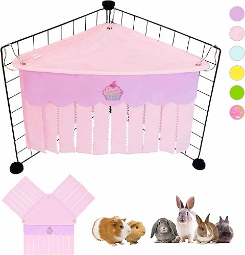 Miniatura 19 de Escondite de conejillo de indias, lindo conejillo de indias esquinero de forro polar con cortina de 3 lados, hamaca de conejo de juguete y cama
