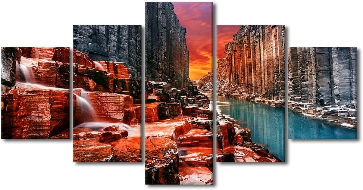 Amazon.com: TUMOVO Black and White Wall Art Studlagil Canyon Pictures ...