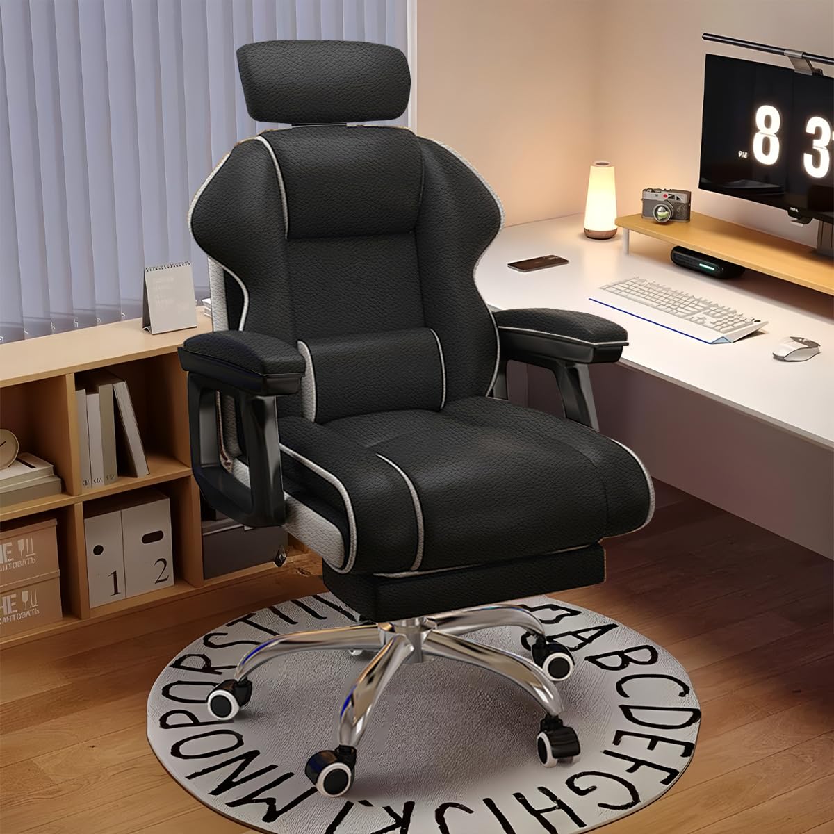 WXJHL Executive Office Chair, Reclining Office Chair with Footrest ，Ergonomic Computer Desk Chair with Lumbar Support, Big and Tall Home Desk Chair, High Back Gaming Chair for Office Home Study