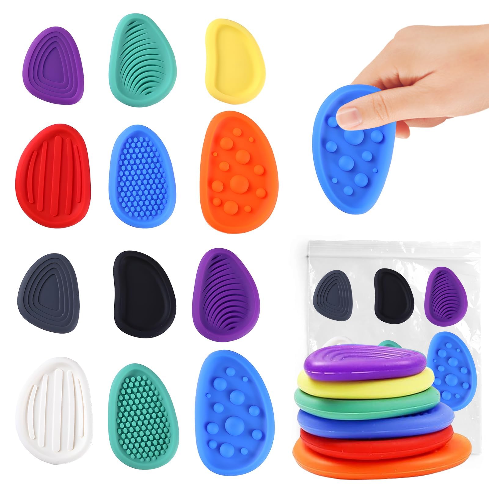 8 Pezzi Fidget Toys Pietra Sensoriale, Giocattoli Sensoriali In Silicone Fidget Stone, Giocattoli Antistress Silenziosi per Bambini e Adulti, per PDHD