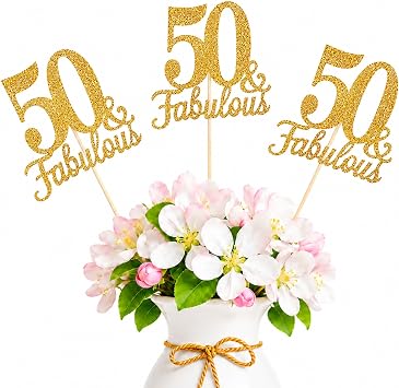 Fabulous 50 Centerpiece Sticks, 10 Pcs Rose Gold Party Decor