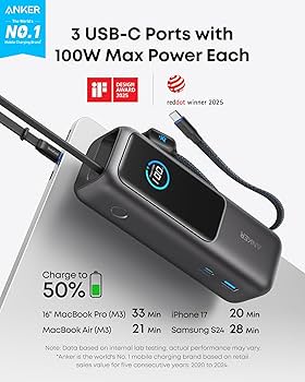Anker Power Bank 25000mAh, ブラック Amazon.com: Anker Laptop Power Bank, 25,000mAh Portable Charger