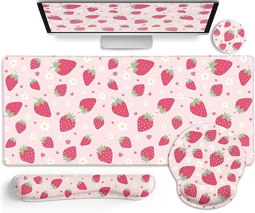 Miniatura 12 de Alfombrilla de escritorio con diseño de gato negro divertido, incluye alfombrilla para mouse grande para juegos con reposamuñecas, alfombrilla