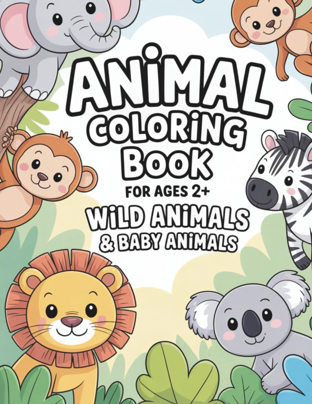 Animal coloring book for ages 2 and up - wild animals: Animal children to color, doodle and discover
