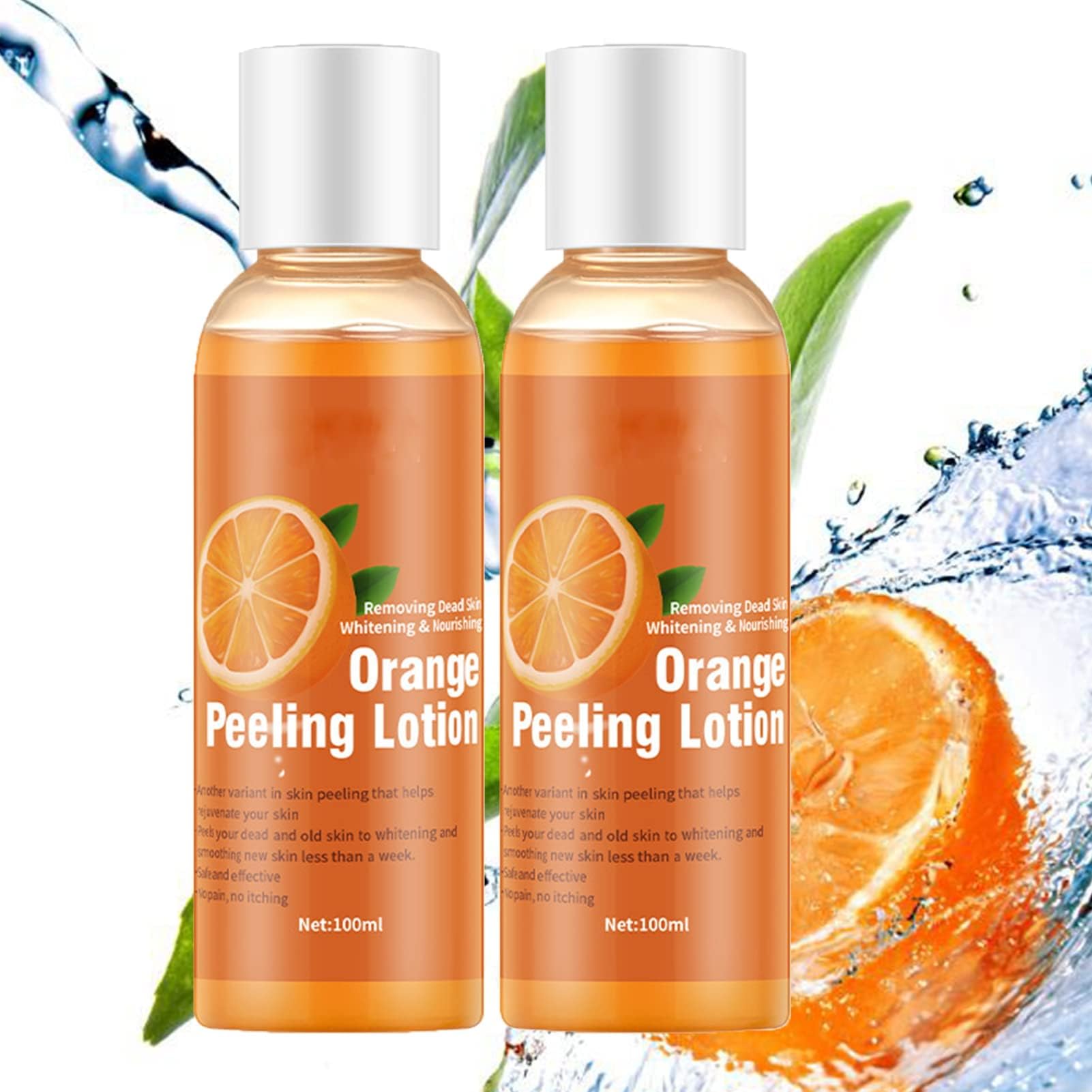 100ml Body Whitening Cream Peeling Lotion, Korean Orange Peeling Lotion, Orange Peel Peeling Cream, Black Skin Whitening Orange Body Peeling Lotion, for Neck, Knees, Elbows, Armpit (B-2Pcs)