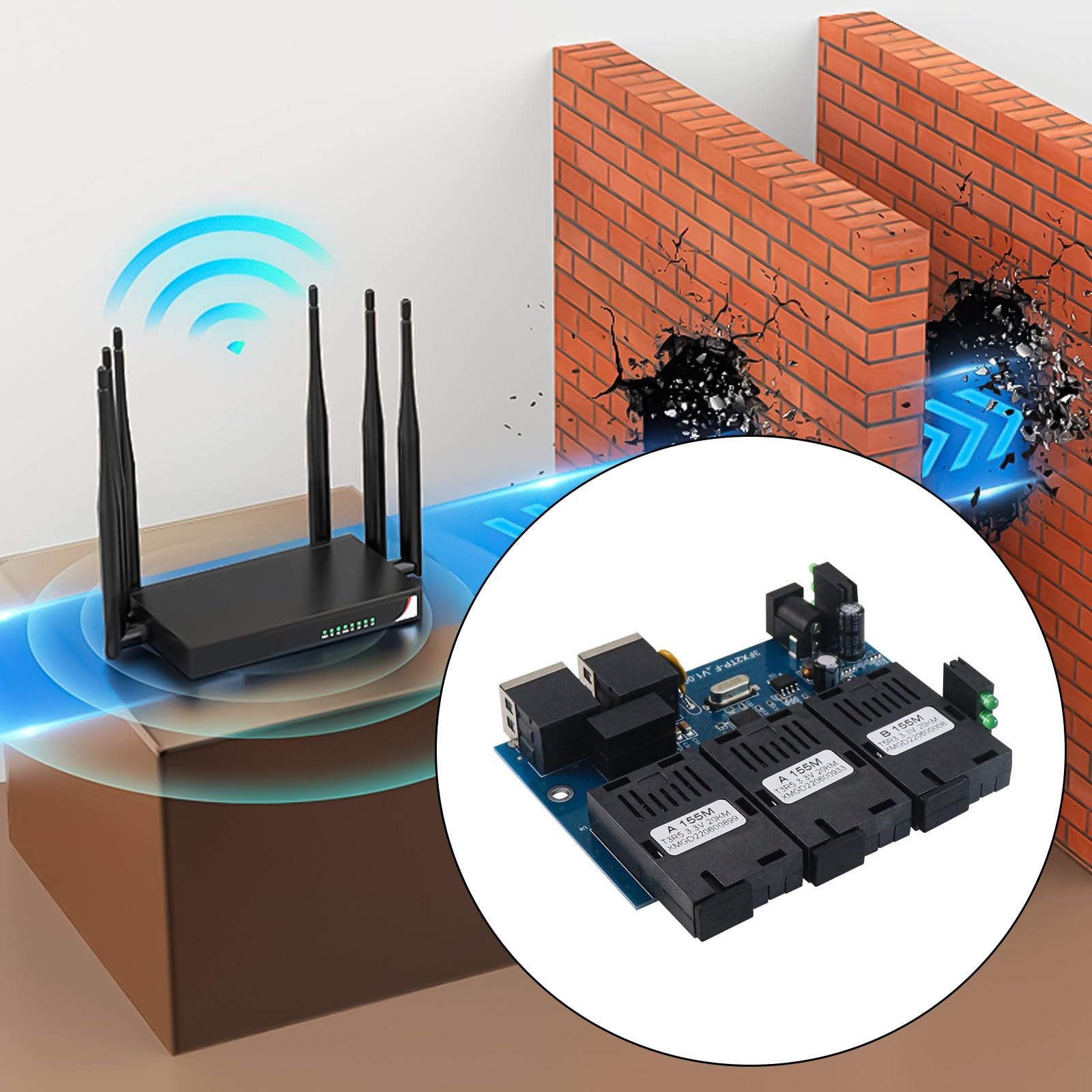 Convertisseur de commutateurs Ethernet 10/100 m Commutateurs inversés Sortie 3 ports Alimentation Ethernet Fibre Optique Media Converter