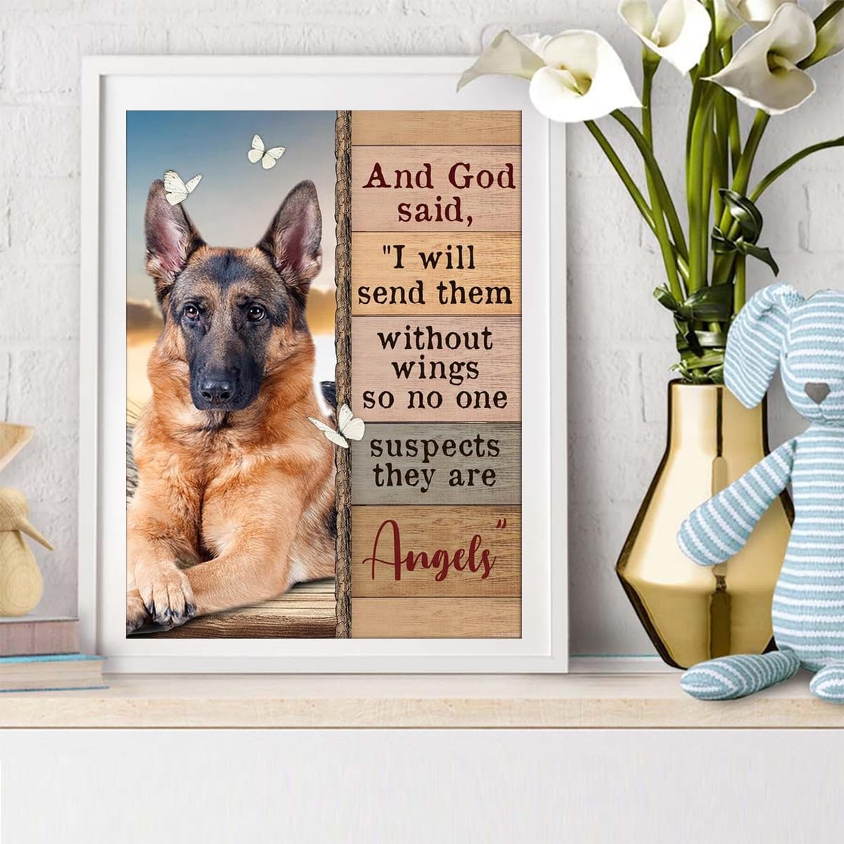UPABLUNSO German Shepherd God Said They are Angels Diamond Painting Kits for Adults Diamonds Art Paint with Diamonds DIY 5D Round Full Drill Art for Home Wall Decor 12x16 inch