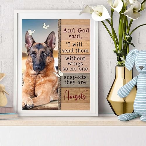 Miniatura 2 de UPABLUNSO Kits de pintura de diamantes para adultos, pintura artística de diamantes con diamantes, pastor alemán Dios dijo que son ángeles,