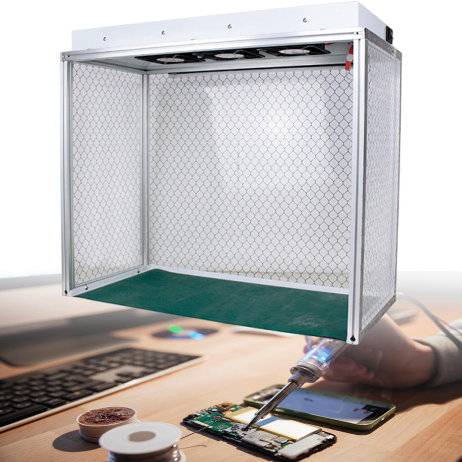 Vertikale Laminar Flow Hood Air Flow Clean Bench Mit DREI Ventilatoren, Hepa-Filter FüR Sauberkeit Staubfrei Arbeiten, Vertikale Laminar Flow Hood Mit 62X31Cm/24.4X12.2In Arbeitsbereich