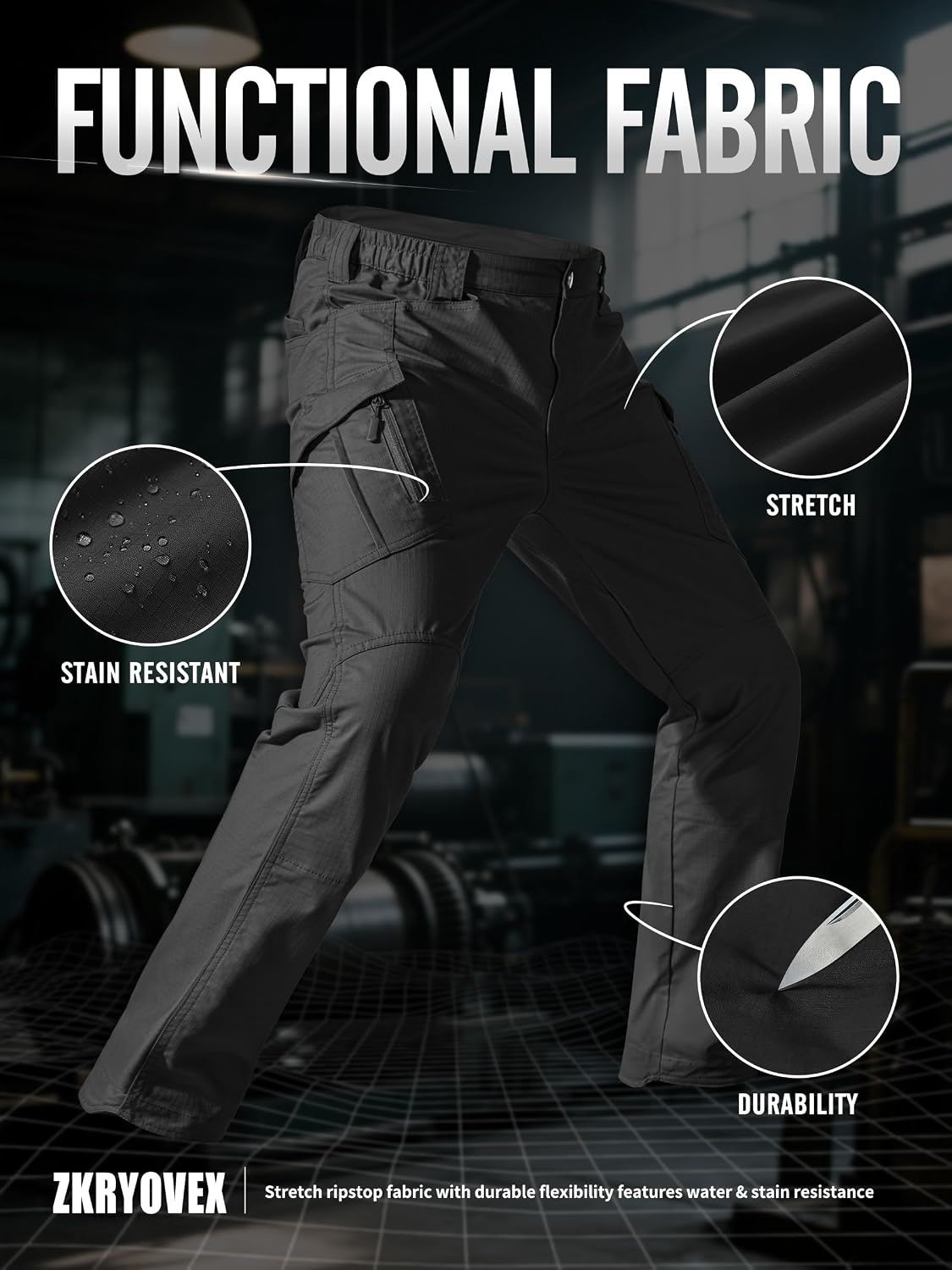 Men's Stretch Tactical Pants Lightweight Work Ripstop Cargo Pants