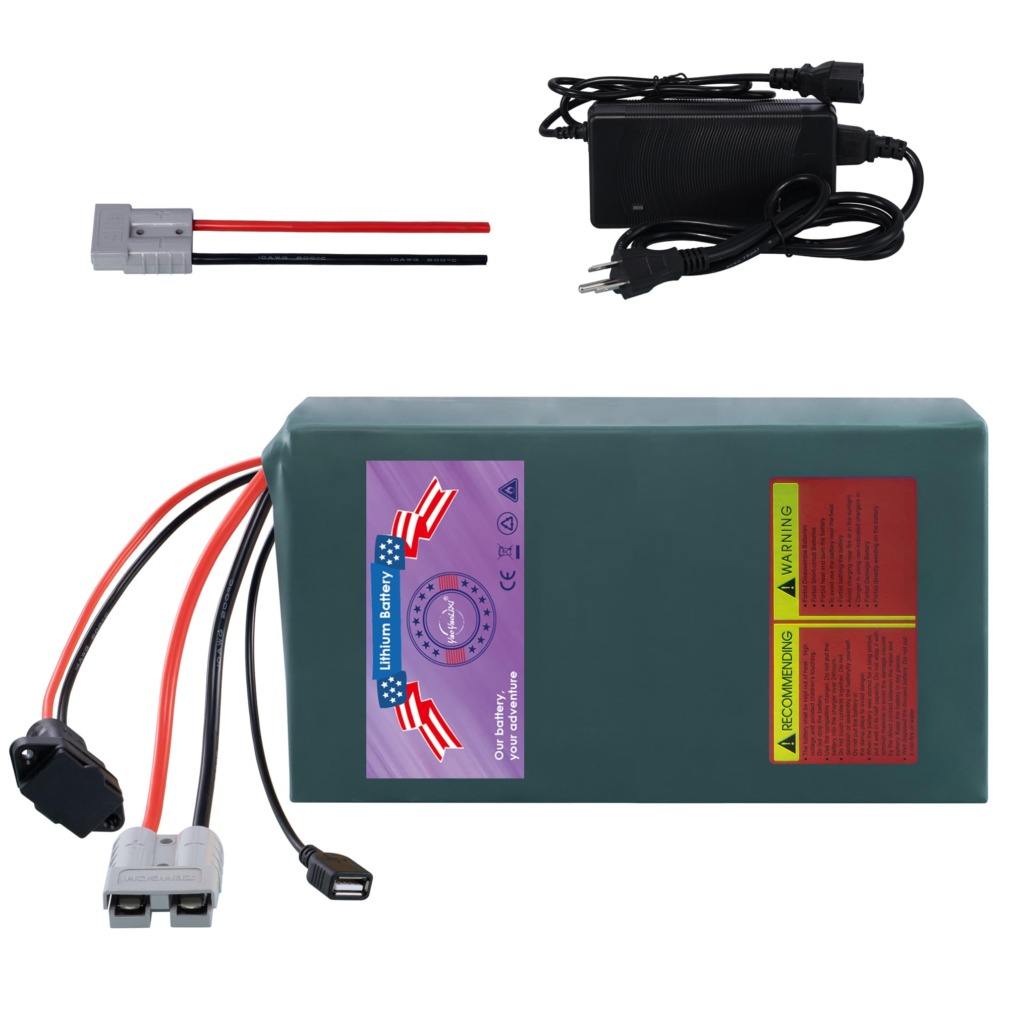 52V 20Ah Lithium Battery Pack for E-Bike & Scooter 500W-2000W | 5A Fast Charger & 50A Smart BMS 3000+ Cycles (52V 20Ah with 5A Charger)