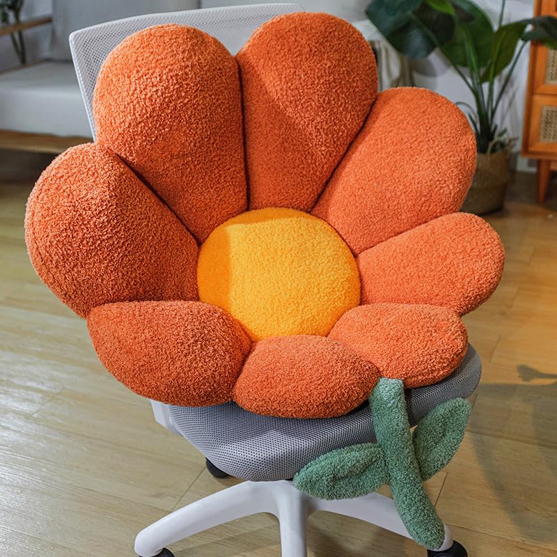 LUZBOSE Flower Seat Cushion Decorative Cushion Tatami Mat Sofa Backrest Sofa Seat Cushion Chair Cushion Backrest Suitable for Indoor and Outdoor Use(60 * 62cm, Orange)