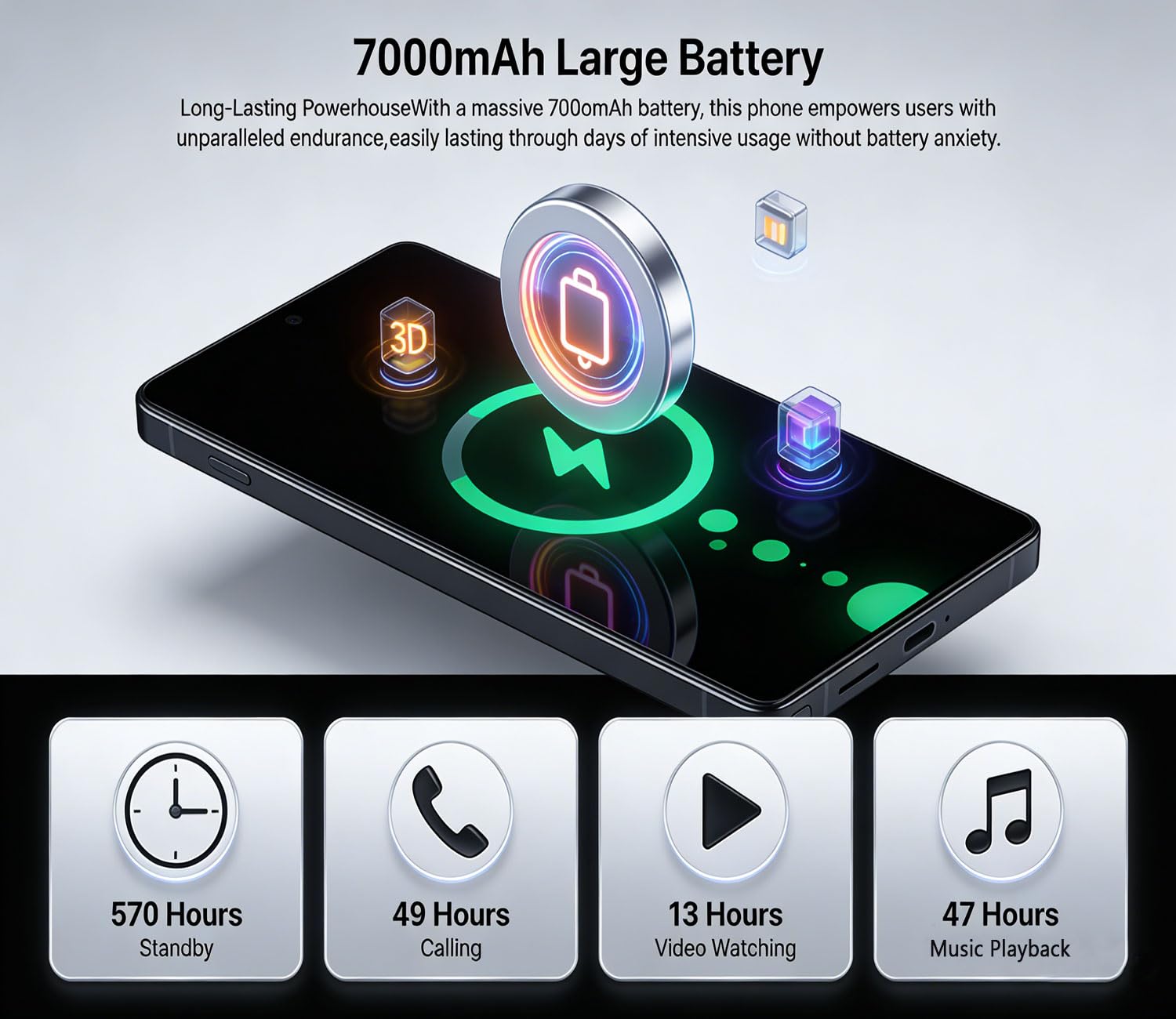 OBXIN S25 Ultra Unlocked Phone,16GB+512GB Smartphones and Android 16, 7000mAh+6.9"+120Hz Unlocked Cell Phone, 108MP Dual Camera/Dual SIM/Facial Recognition (Blue) - 5