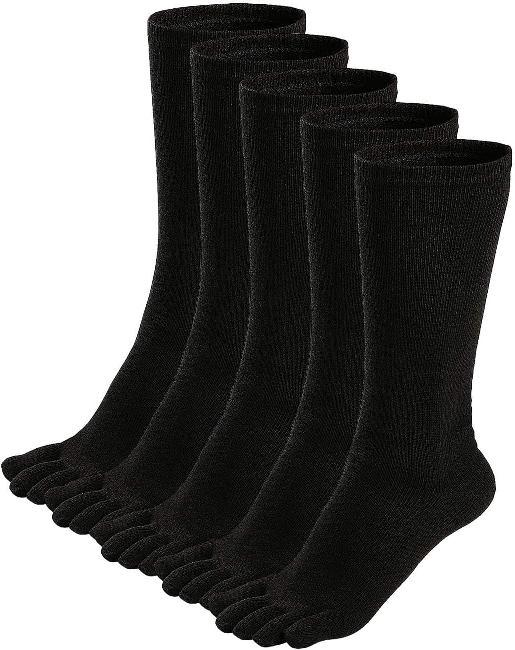 Mens Toe Socks Athletic Running Cushion Five Finger Cotton Crew Socks