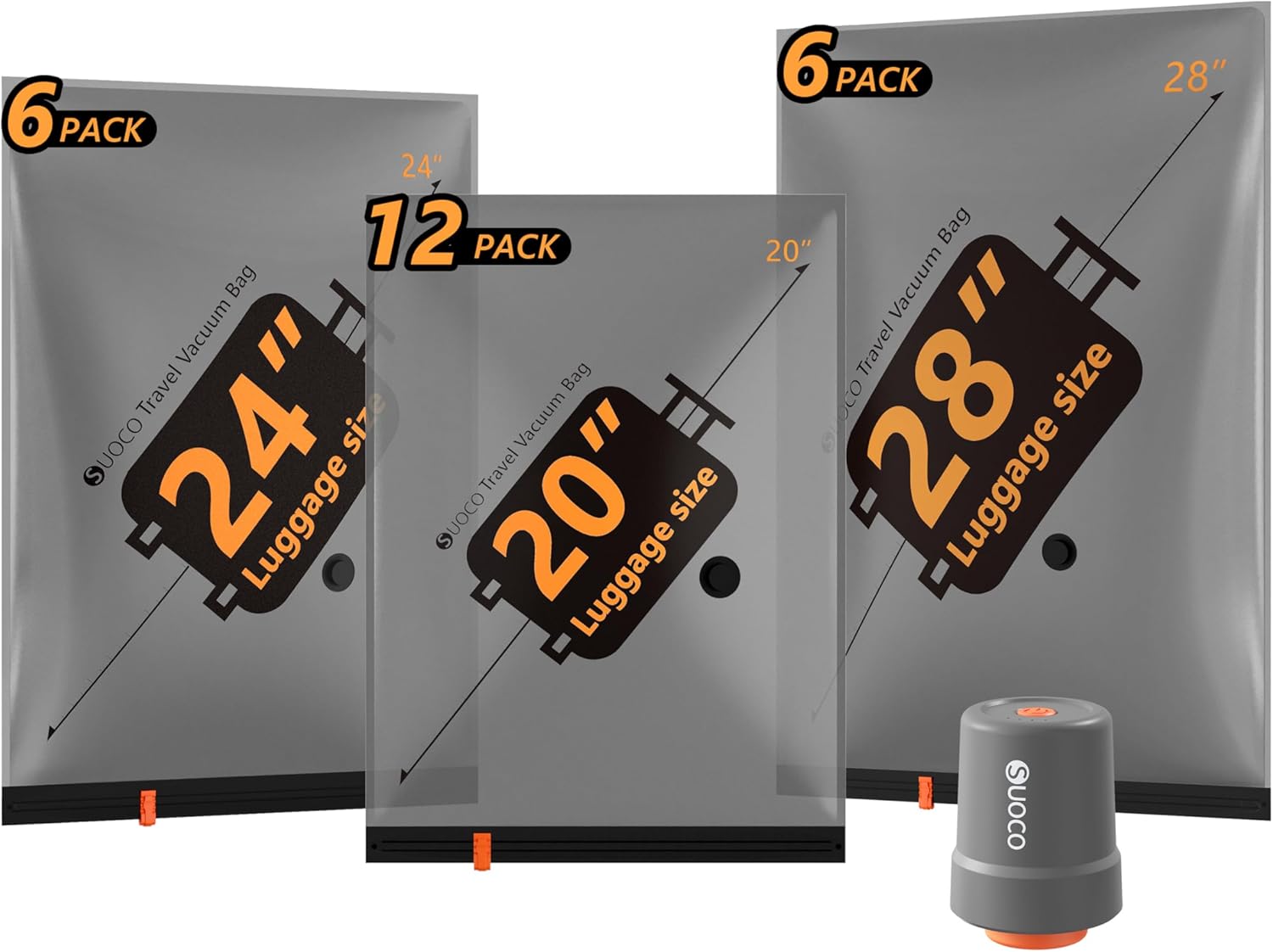 Travel Vacuum Bags with Cordless Electric Pump, 24 Combo