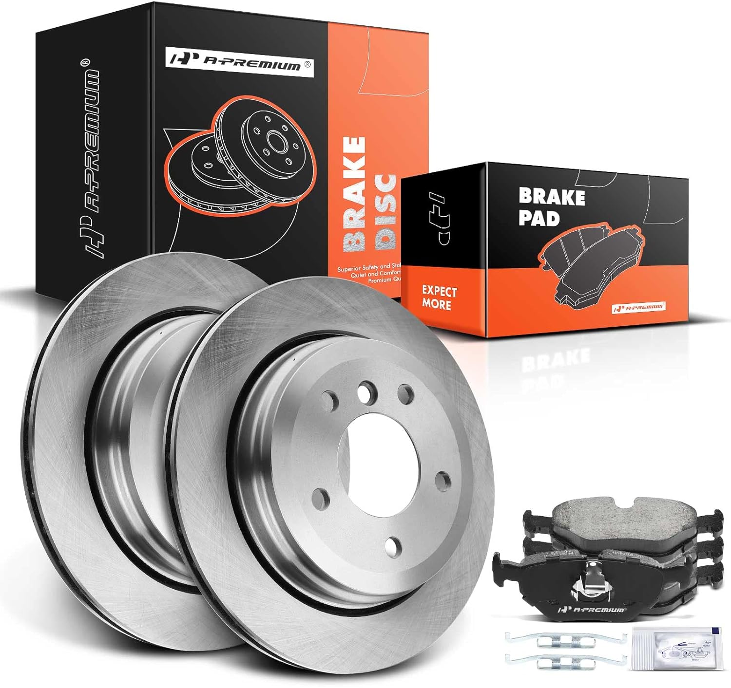 A-Premium 11.57 inch (294mm) Rear Vented Disc Brake Rotors + Ceramic Pads Kit Compatible with Select BMW Models - 325xi 2001 2002 2003 2004 2005, 2.5L, AWD, 6-PC Set