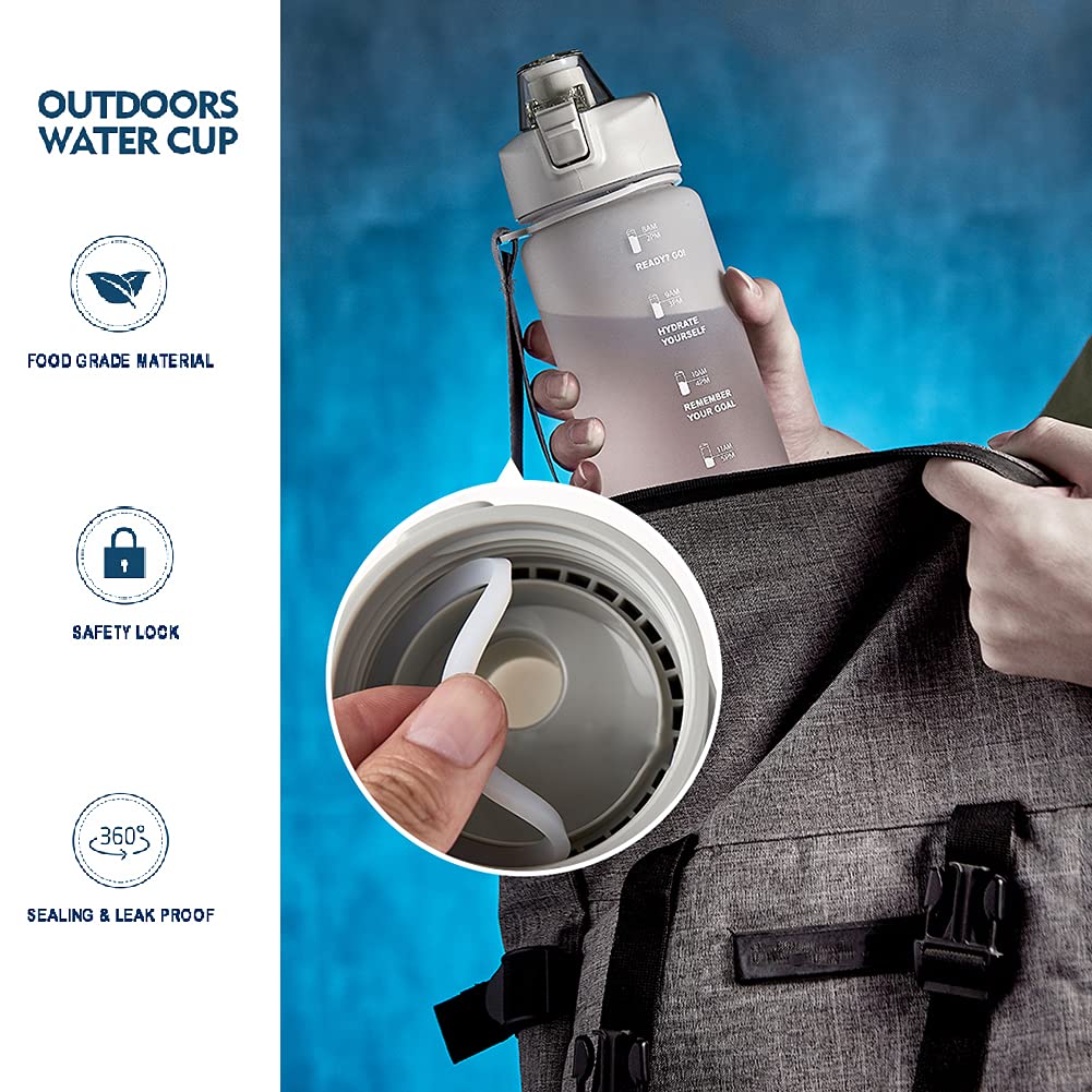Borraccia da 1 l, colore grigio, per timiere e emozioni positive, accessori sportivi, carissima