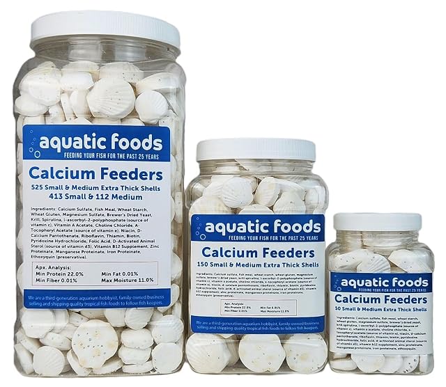 Aquatic Foods Inc Calcium Enriched Food Shells Small Medium Extra Thick Shells for Shrimp Snails Crabs Crayfish Plecos
