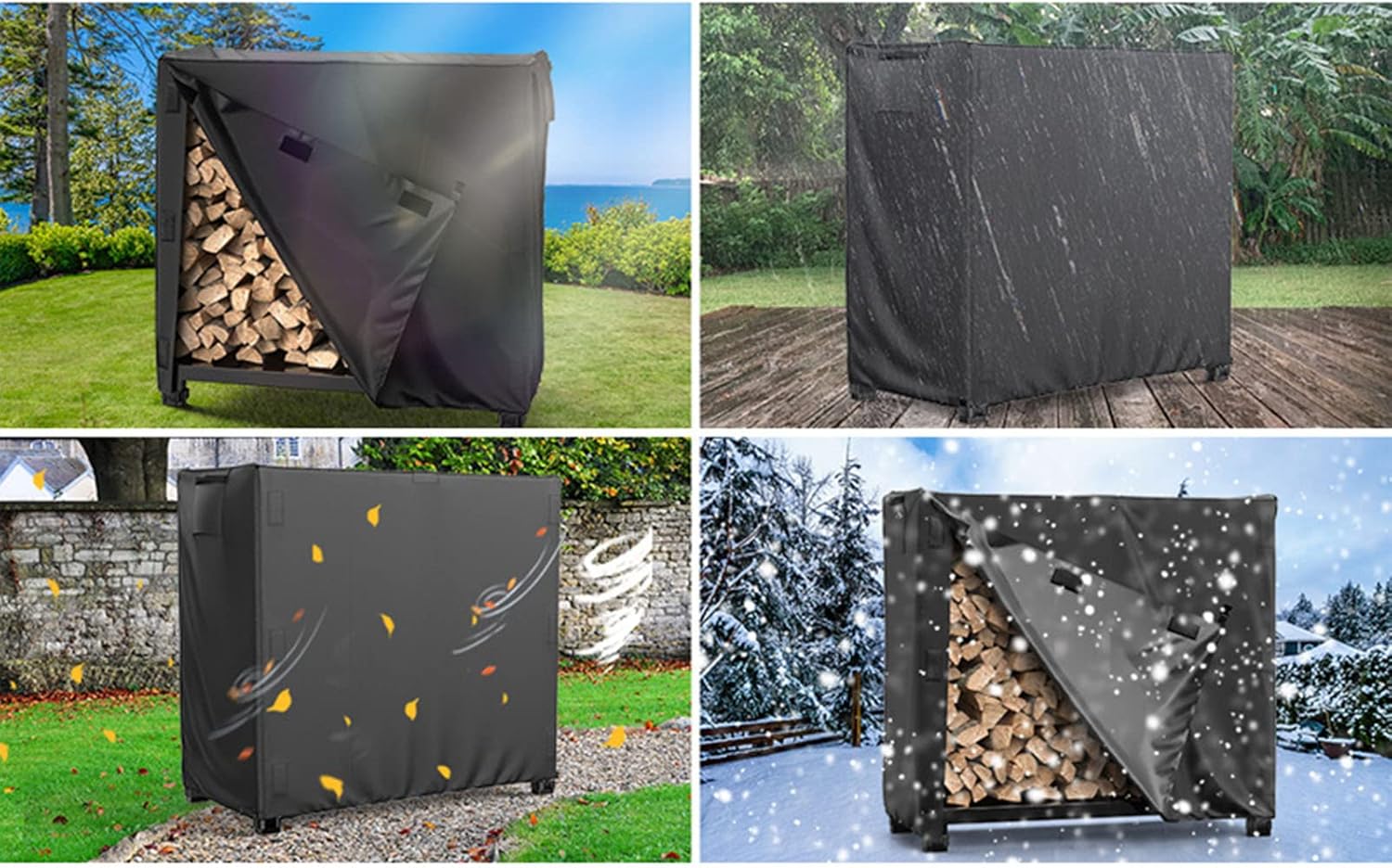 Firewood Rack Outdoor Log Storage Rack Cover, Firewood Protection Cover for Firewood Racks Weatherproof Uv Protection Firewood Cover for Outdoor Patio (Pu)