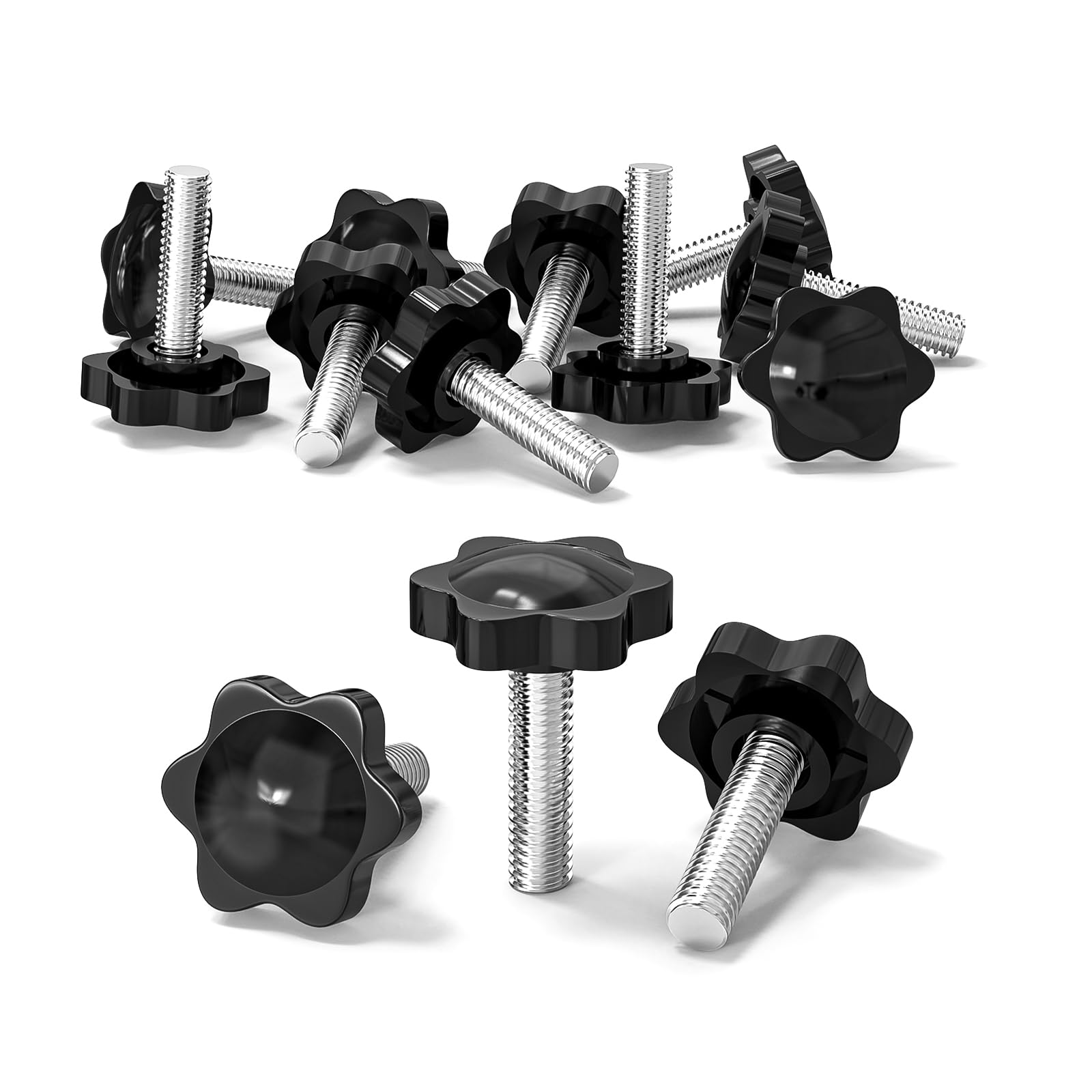 ORTAVA 10 Stück Sterngriffschraube, Schrauben mit Griff M8x30mm, Rändelschraube, Sternkopfschraube, Sterngriffmutter, Klemmknopf für Werkzeugmaschine, Maschine(Schwarz)