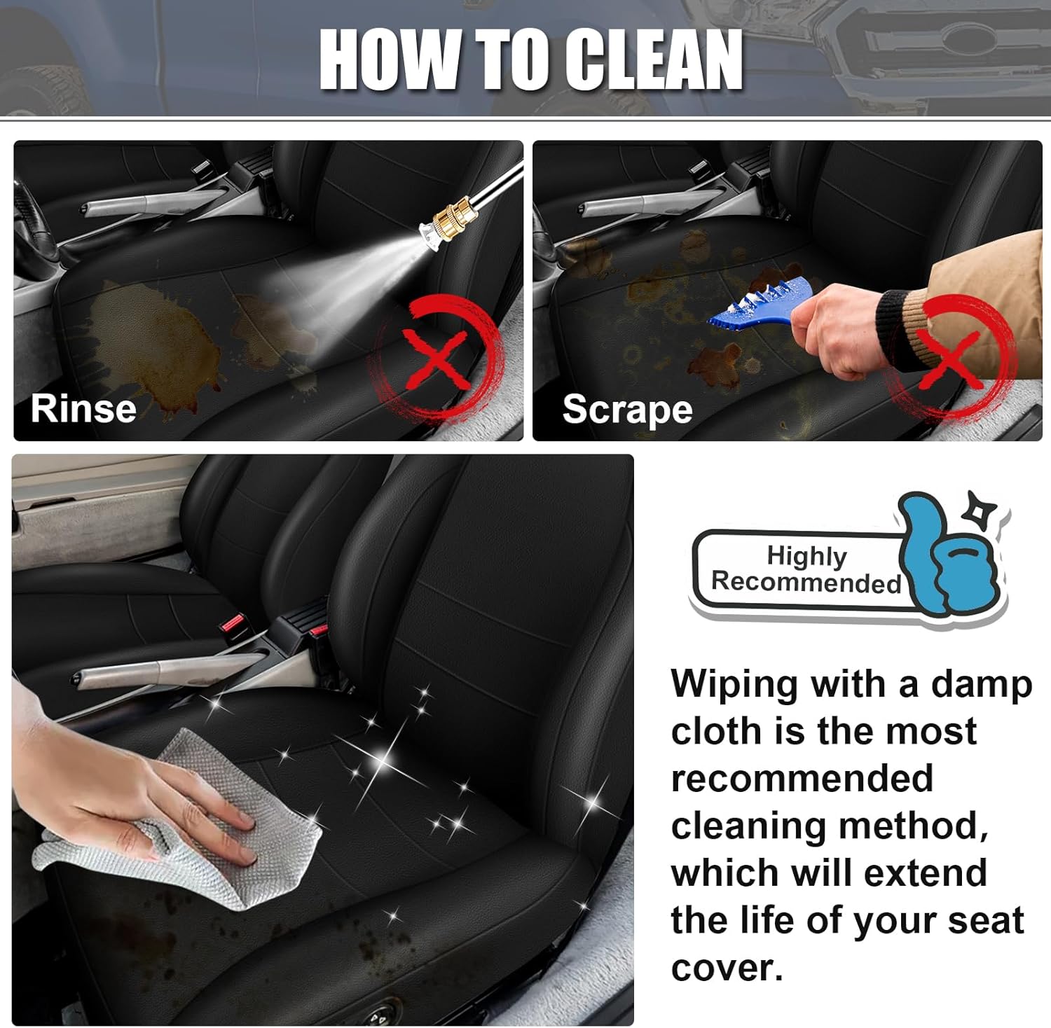 SAPUBK Custom-Fit Front Seat Covers Replacement for Porsche 1985-1996 911 912 924 928 944 968, Driver and Passenger Premium Leather with Composite Soft Foam Lining Seat Cover