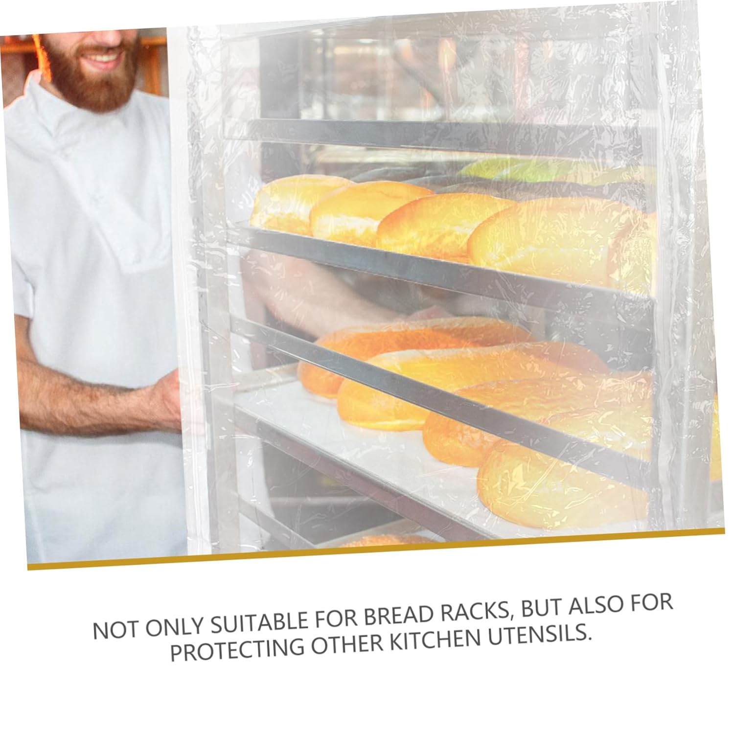 Cabilock Reusable Transparent PVC Bread Pan Rack Cover Protective Dust Shield for Bakery and Kitchen Shelves Fits Small Bread Makers and Bun Racks Clear Plastic Storage Accessory